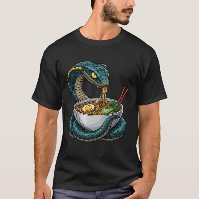 Camiseta Funny Snake Eating Ramen Noodles Japanese Food (Frente)