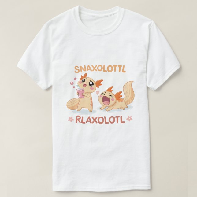 Camiseta Funny Snaxolotl e Relaxolotl Axolotl amam T-Sh (Frente do Design)