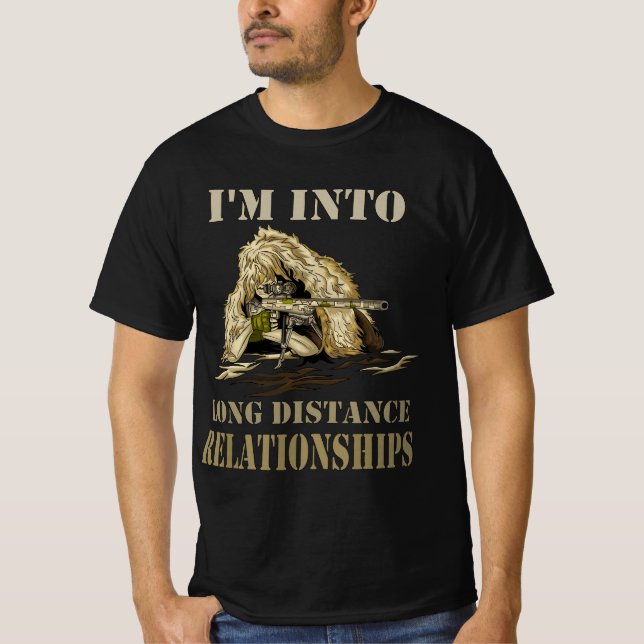 Camiseta Funny Sniper Camo Long Distance Relationship Gun L (Frente)