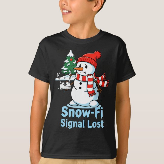 Camiseta Funny Snow-fi Signal Lost Snowman Christmas Design (Frente)
