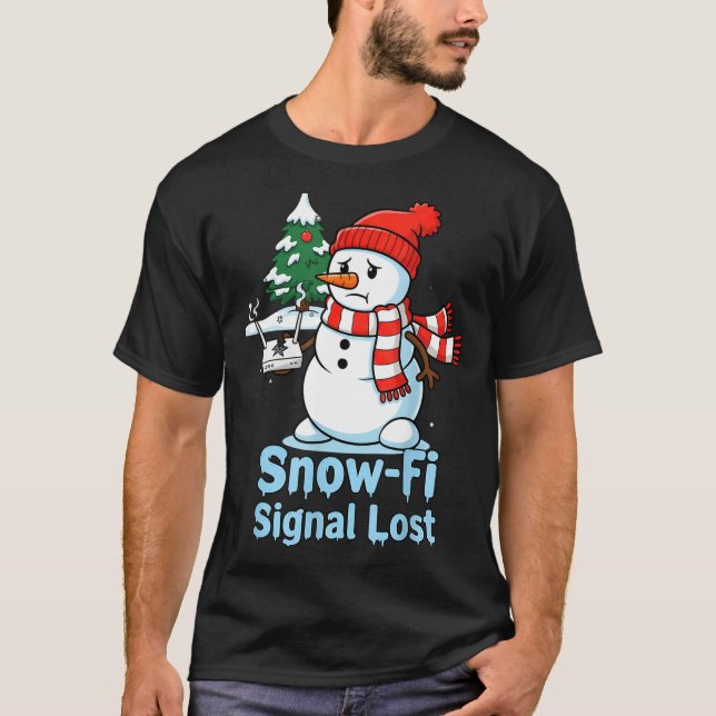 Camiseta Funny Snow-fi Signal Lost Snowman Christmas Design (Frente)
