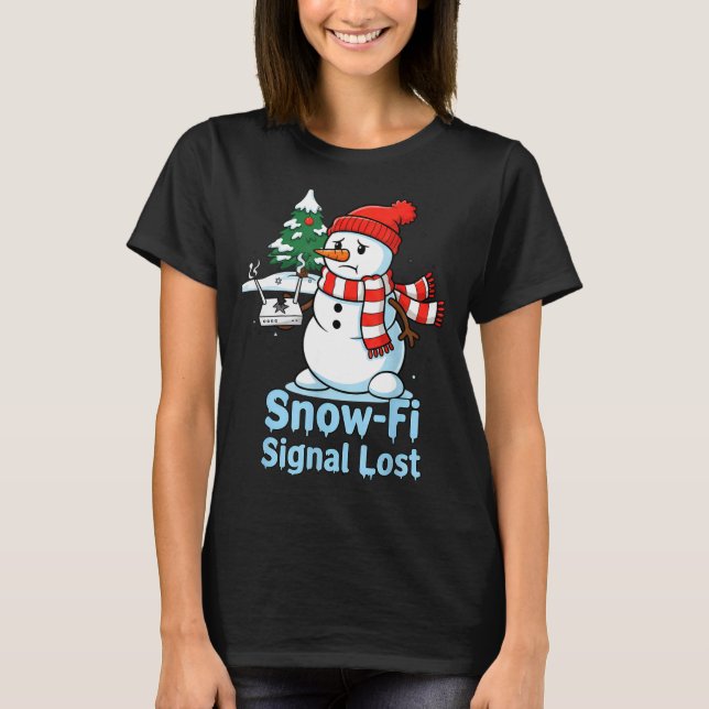 Camiseta Funny Snow-fi Signal Lost Snowman Christmas Design (Frente)