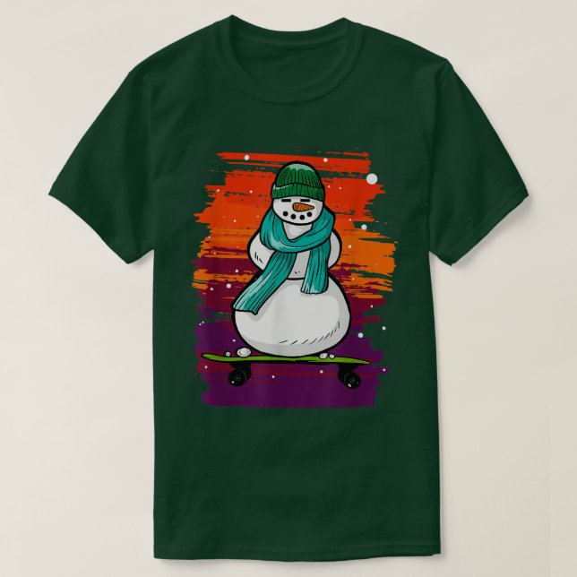 Camiseta Funny Snow Man Skateboard  (Frente do Design)