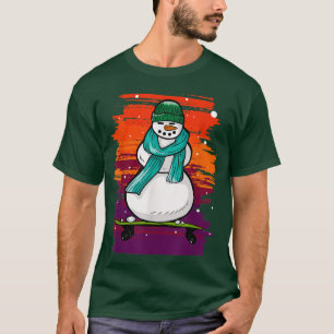 Camiseta Funny Snow Man Skateboard