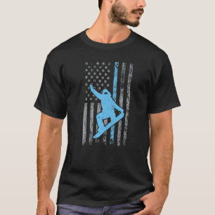 Camiseta Funny Snowboard American Flag Snowboarder Para W