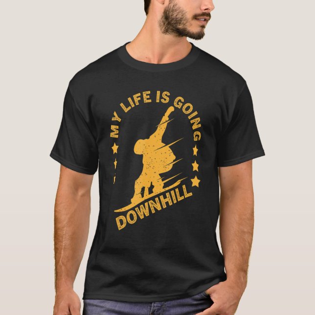 Camiseta Funny Snowboarding My Life Is Going Downhill Snowb (Frente)
