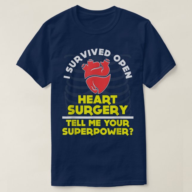 CAMISETA FUNNY SOBREVIVEU À CIRURGIA CARDÍACA ABERTA (Frente do Design)