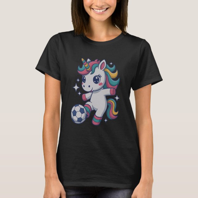 Camiseta Funny Soccer Unicorn Just Girl Who Loves Play Dad  (Frente)