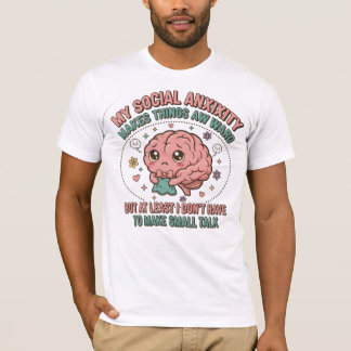 Camiseta Funny Social Anxiety Brain Cartoon
