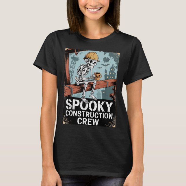 Camiseta Funny Soky Skeleton Trabalha na Construção do Dia  (Frente)