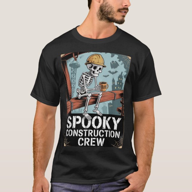 Camiseta Funny Soky Skeleton Trabalha na Construção do Dia  (Frente)