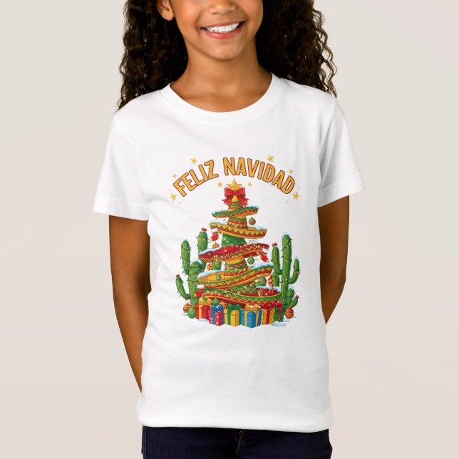 Camiseta Funny Sombrero Stack Christmas Tree Feliz Navidad (Frente)