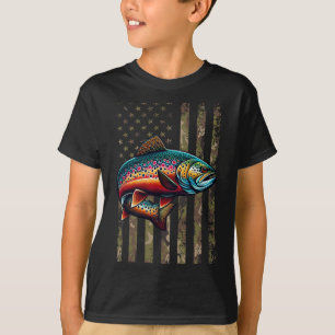 Camiseta Funny Speckt Brook Trout Bandeira Americana