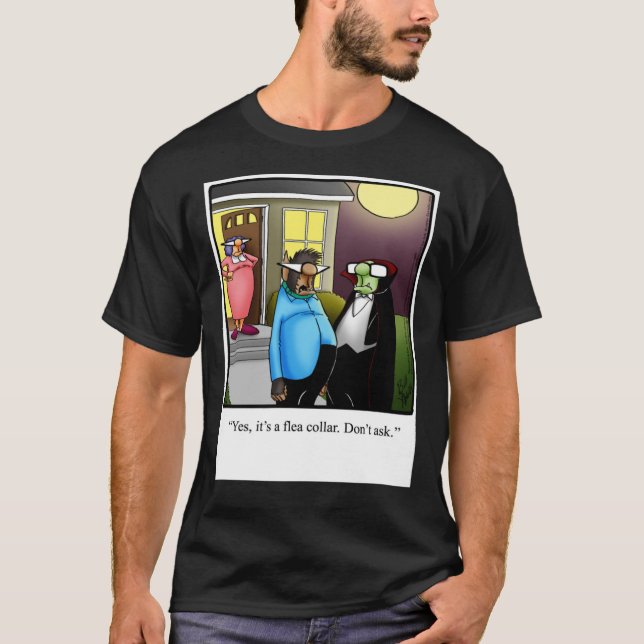 Camiseta Funny Spectickles Halloween Werewolf Flea Collar H (Frente)