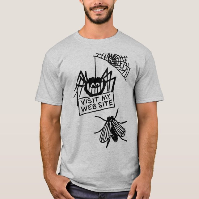Camiseta Funny Spider Says Visit My Website Cartoon (Frente)