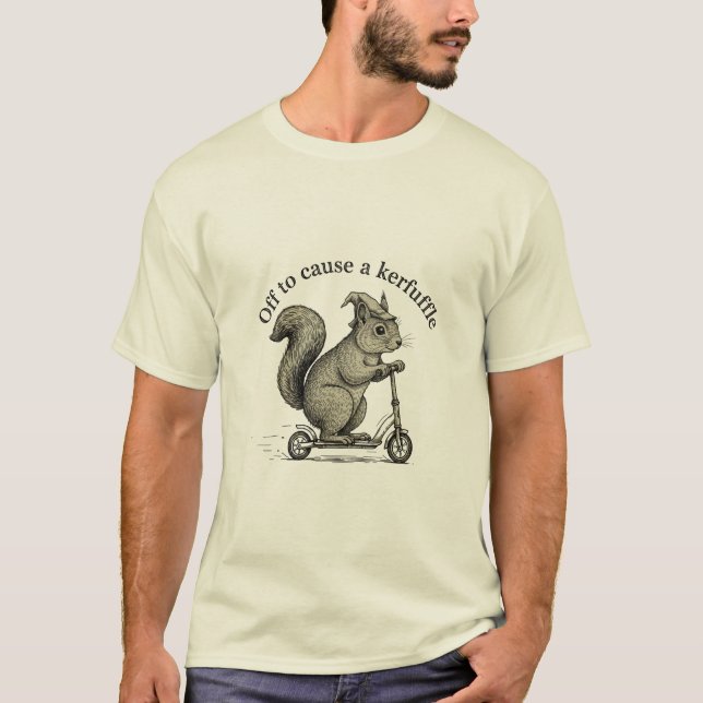 Camiseta Funny Squirrel on Scooter Wizard Hat Off To Cause  (Frente)