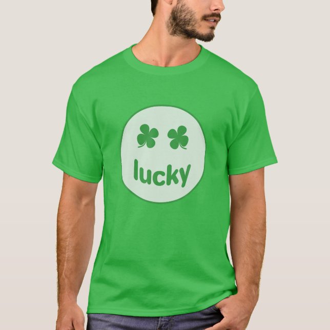Camiseta Funny St Patrick Day Lucky Smile Face Meme (Frente)