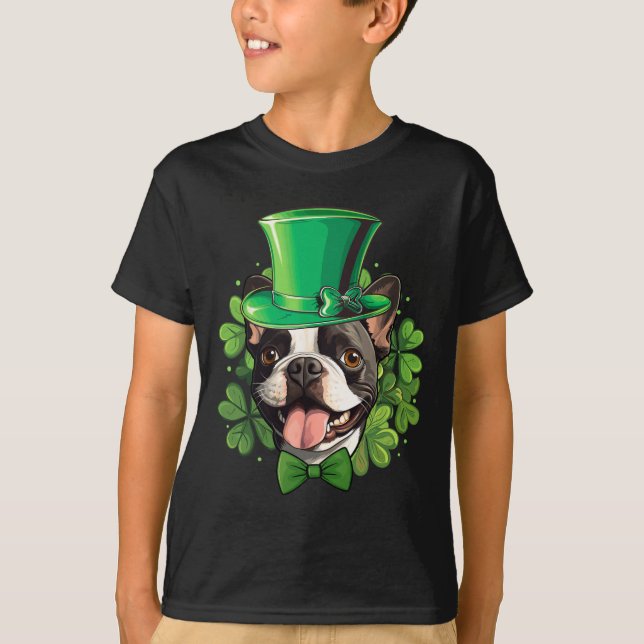 Camiseta Funny St Patricks Boston Terrier  (Frente)