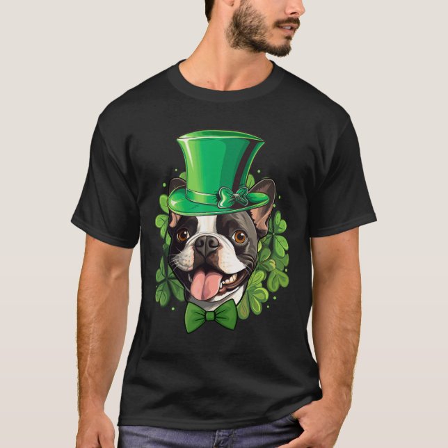 Camiseta Funny St Patricks Boston Terrier  (Frente)
