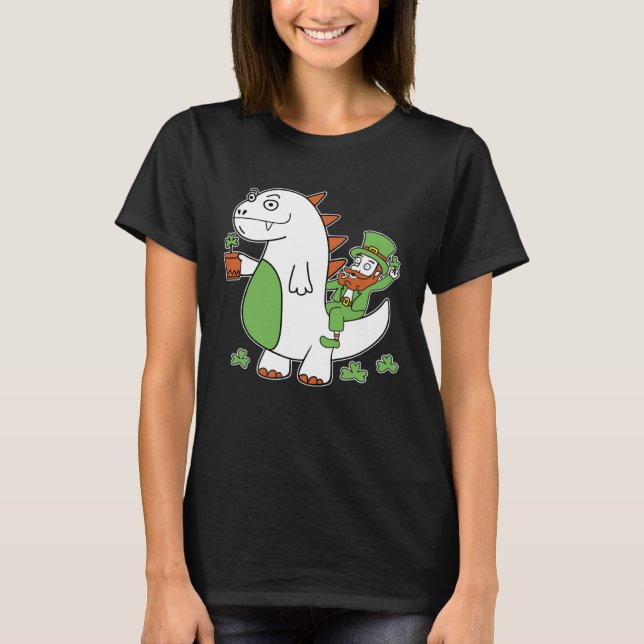 Camiseta Funny St Patrick's Day Shirt Leprechaun Dragon Clo (Frente)