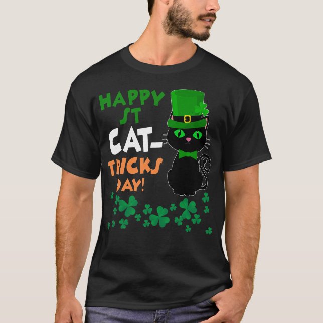 Camiseta Funny St Pat's Paddy Patrick Day's Happy St Cat Tr (Frente)
