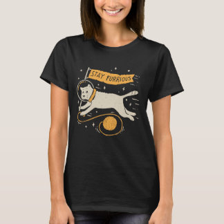 Camiseta Funny Stay Furrious Cat Astronaut Space Pet Wool