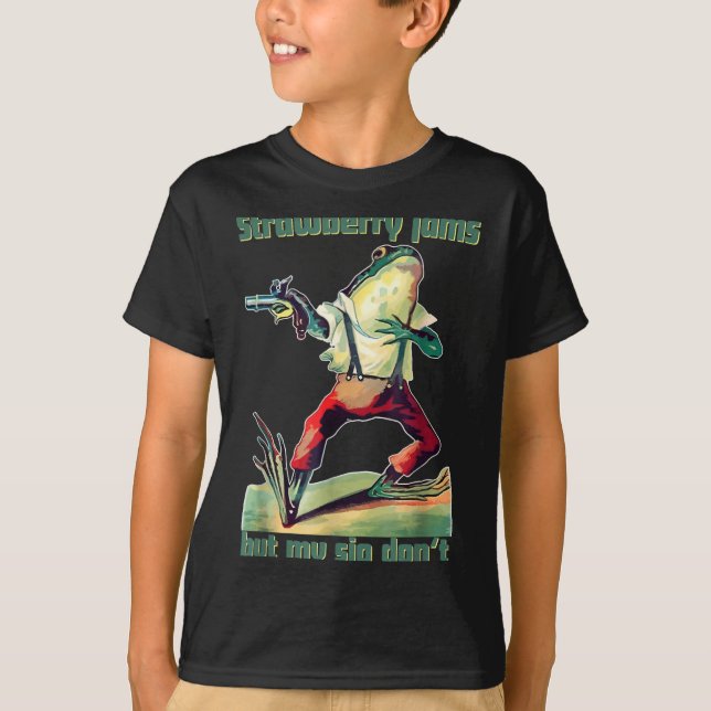 Camiseta Funny Strawberry Jams But My Sig Don't  (Frente)