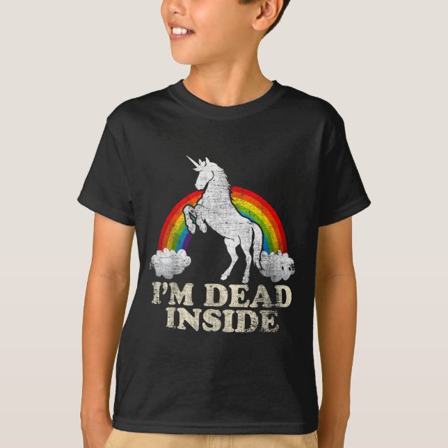 Camiseta Funny Stuff - Unicorn I'm Dead Inside Sarcastic De (Frente)