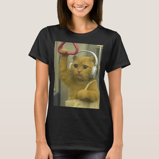 Camiseta Funny Subway Cat Meme Stud Brainrot Cats Humor Kit (Frente)
