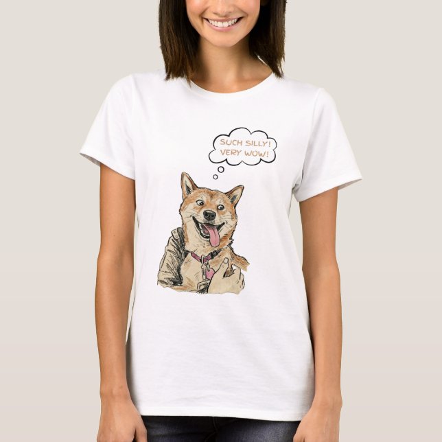 Camiseta Funny "Such Silly Very Wow" Shiba Inu Doge MemeArt (Frente)