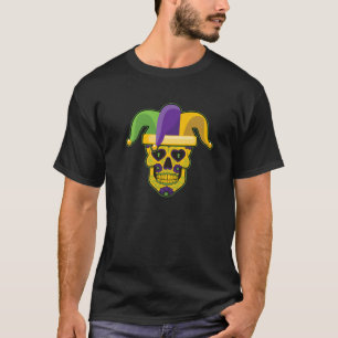 Camiseta Funny Sugar Skull Mardi Gras Party Carnaval