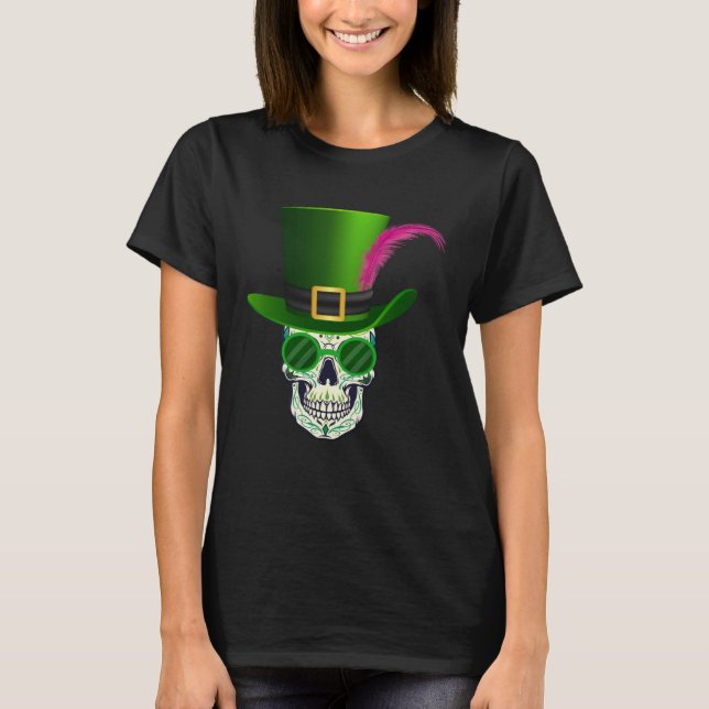 Camiseta Funny Sugar Skull Saint Patricks Day of Dead 1 (Frente)