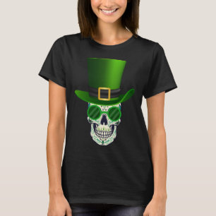 Camiseta Funny Sugar Skull Saint Patricks Dia do Morto Pull