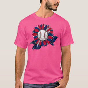 Camiseta Funny Sunflower & Baseball Ball American Flag 4th