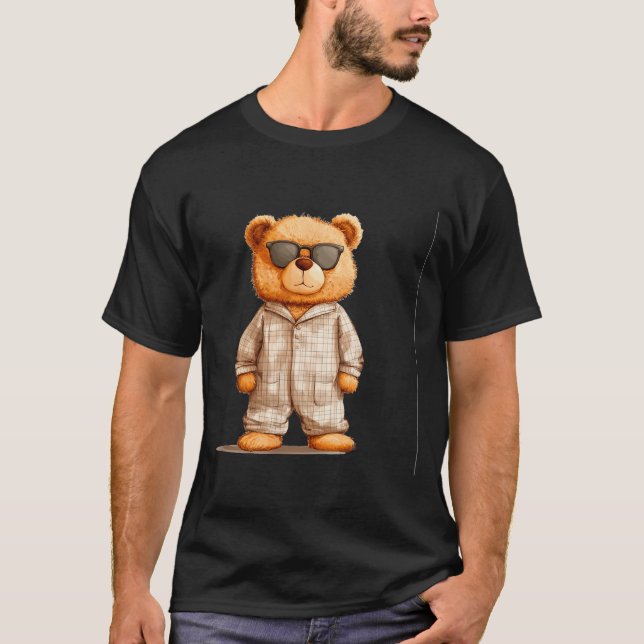 Camiseta Funny Sungles Teddy Bear In Pajama Costume Design  (Frente)
