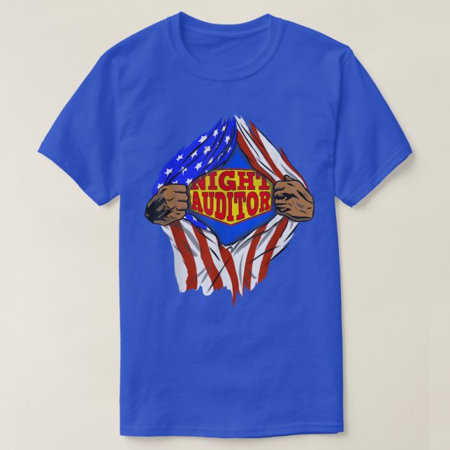 Camiseta Funny Super Night Auditor Hero Job (Frente do Design)