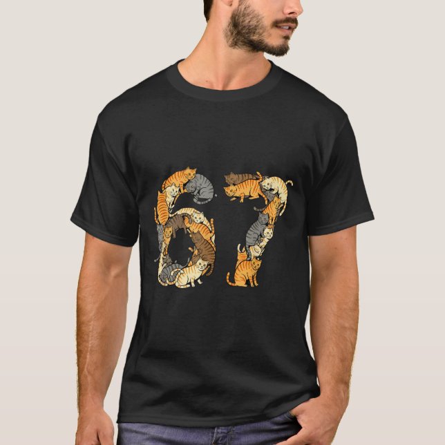 Camiseta Funny Tabby Cats 6 7 Meme Six Seven Love Alley Cat (Frente)