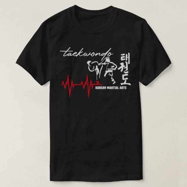 Camiseta Funny Taekwondo Heartbeat korea martial art (Frente do Design)