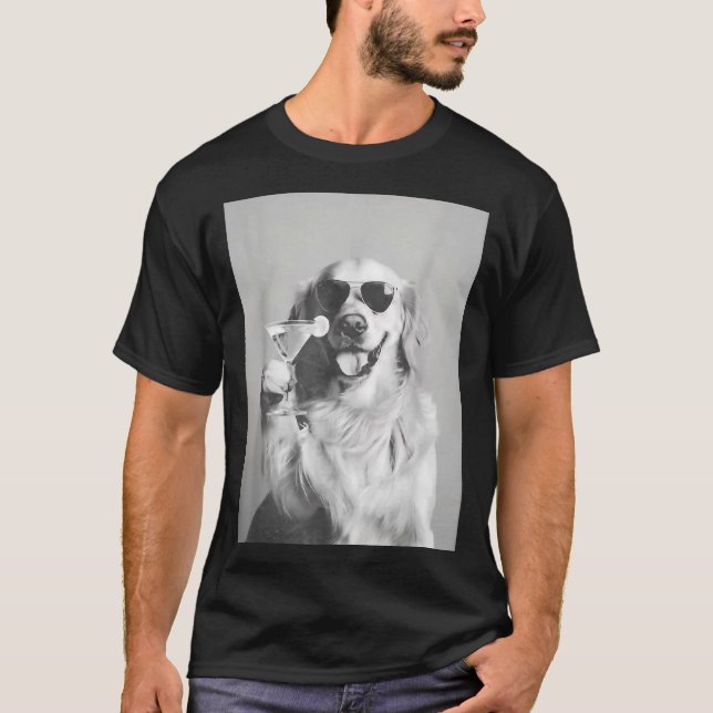 Camiseta Funny Tail Dog Golden Retriever With Sungles Marti (Frente)
