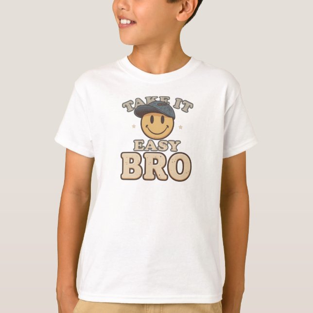 Camiseta Funny "Take It Easy Bro" Smiley Face (Frente)