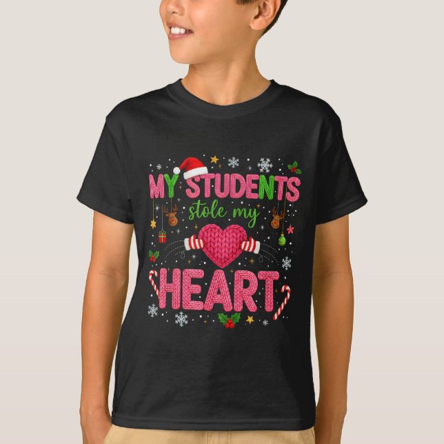 Camiseta Funny Teacher Xmas My Students Stole My Heart Chri (Frente)