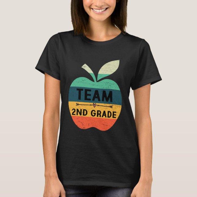 Camiseta Funny Team 2nd Grade Apple Back To School Kids Tea (Frente)