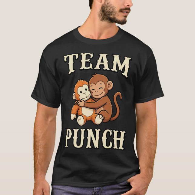 Camiseta Funny Team Punch Cute Monkey Hugging Meme T-Shirt (Frente)