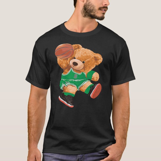Camiseta Funny Teddy Bear Basketball Slam Dunk Sport Cute C (Frente)