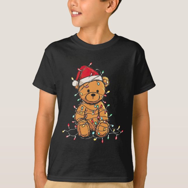 Camiseta Funny Teddy Bear Christmas Graphics Lights Lover L (Frente)