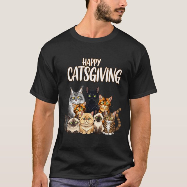 Camiseta Funny Thanksgiving Cat Lovers Gift Happy Catsgivin (Frente)