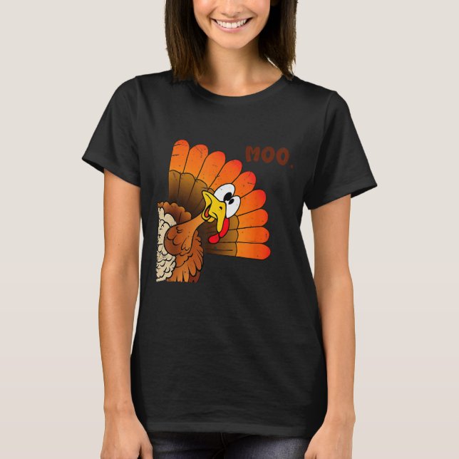 Camiseta Funny Thanksgiving Cute Turkey Moo I'm A Cow Men W (Frente)