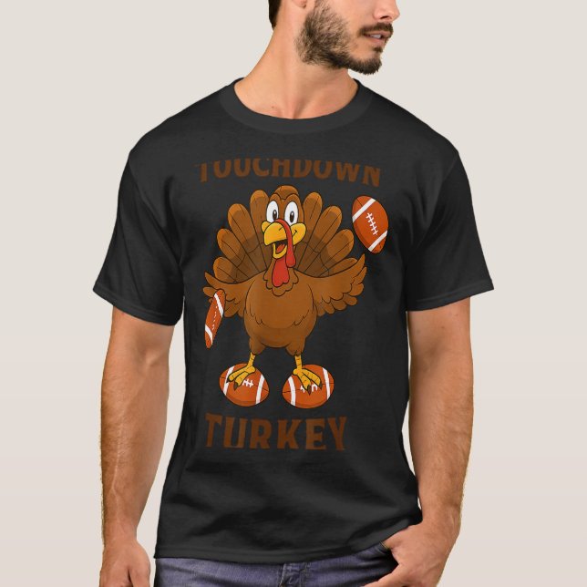 Camiseta Funny Thanksgiving Football Touchdown Turkey  (Frente)