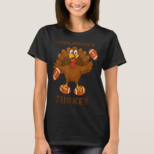 Camiseta Funny Thanksgiving Football Touchdown Turkey  (Frente)