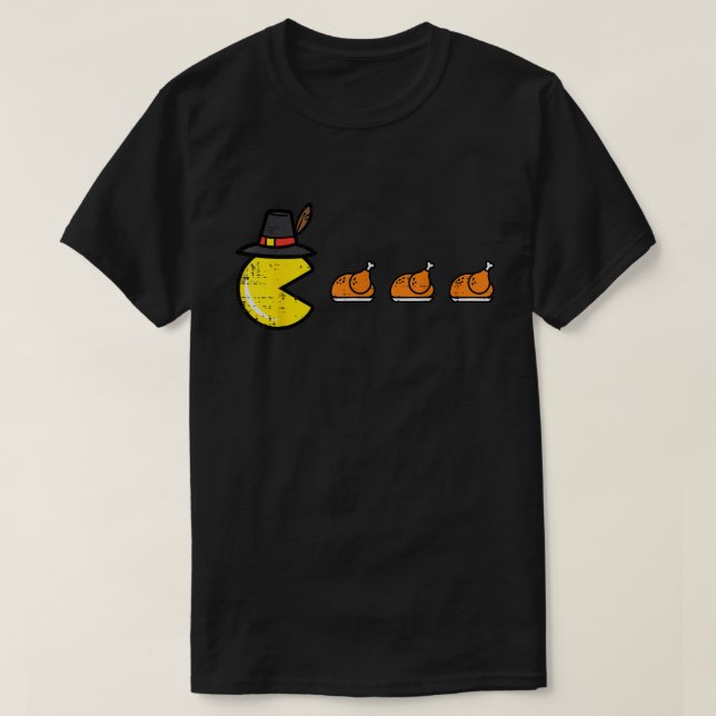Camiseta Funny Thanksgiving Gamer Turkey Pacman Shirt (Frente do Design)